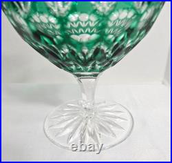 Ajka Crystal Cut to Clear Florderis Champagne Sherbet Glasses Set of 3 Red Green