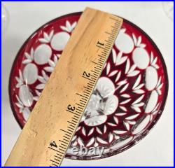 Ajka Crystal Cut to Clear Florderis Champagne Sherbet Glasses Set of 3 Red Green