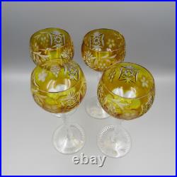 Ajka Crystal Stemware MARSALA GOLDEN / AMBER Large Wine Glasses Set of Four