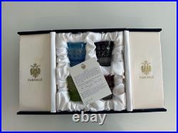Ajka Cut to Clear Glass Faberge Odessa Set of 4 Whiskey Tumblers In Velvet Case