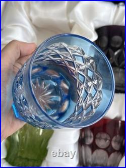 Ajka Cut to Clear Glass Faberge Odessa Set of 4 Whiskey Tumblers In Velvet Case Ajka Cut to Clear Glass Faberge Odessa Set of 4 Whiskey Tumblers In Velvet Case