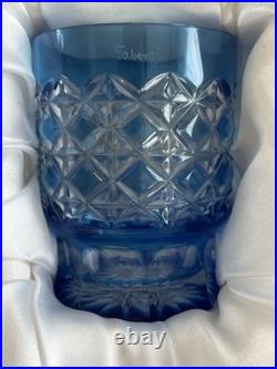 Ajka Cut to Clear Glass Faberge Odessa Set of 4 Whiskey Tumblers In Velvet Case
