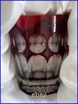 Ajka Cut to Clear Glass Faberge Odessa Set of 4 Whiskey Tumblers In Velvet Case