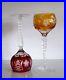 Ajka Marsala Yellow and Ruby red Lead Crystal Wine Hock Glasses Set of 2