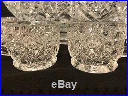 American Brilliant Cut Glass Crystal Complete Punch Bowl Set 18 Cups-Hobstars
