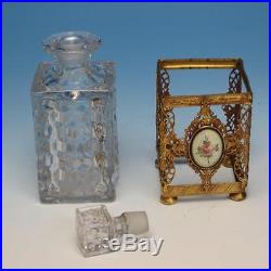 American Fostoria Crystal Vanity Dresser Set Mirror Brush Jar Tray Perfume