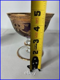 Amethyst glass and crystal goblets With Heavy Gold Plate