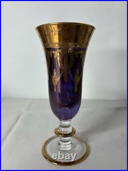 Amethyst glass and crystal goblets With Heavy Gold Plate