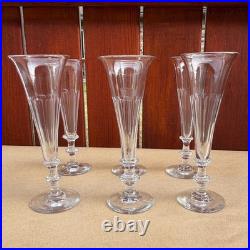 Antique Champagne Wine Cut Flute Glass 19th century Polished Pontil Crystal