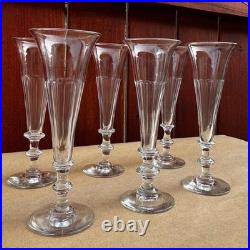 Antique Champagne Wine Cut Flute Glass 19th century Polished Pontil Crystal