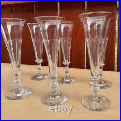 Antique Champagne Wine Cut Flute Glass 19th century Polished Pontil Crystal