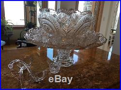 Antique Crystal Complete 17 pcs Punch Bowl Set Large Heavy Cut Crystal