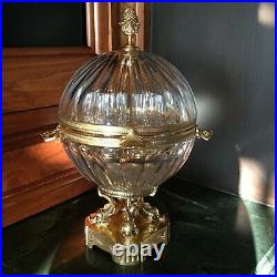 Antique Crystal Dome and Gold Vodka Glasses Barware Set- 9 Piece Set