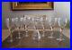 Antique Crystal Etched Stemmed Wine Glasses Set of 8 Floral Design 7.75 Tall