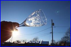 Antique Crystal Etched Stemmed Wine Glasses Set of 8 Floral Design 7.75 Tall