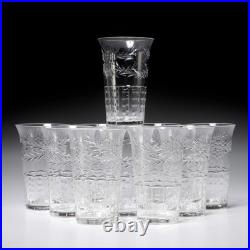 Antique Cut Crystal Small Tumblers Set of 10 Grape Garland Motif Unsigned 3.75h
