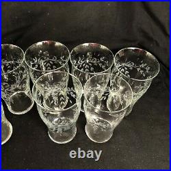 Antique Cut & Etched Crystal 20 Pcs. Water Wine Champagne Glasses
