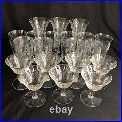 Antique Cut & Etched Crystal 20 Pcs. Water Wine Champagne Glasses Vintage