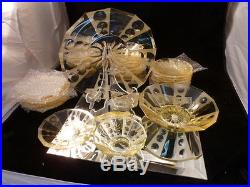 Antique Cut Glass Old Crystal Vintage Set Of 26 Pieces Moser Yellow