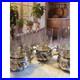 Antique Etched Starburst Crystal Glasses with Silver Schott Jenae glass holders