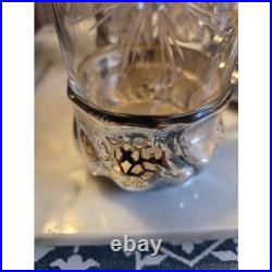Antique Etched Starburst Crystal Glasses with Silver Schott Jenae glass holders