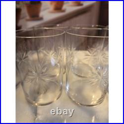Antique Etched Starburst Crystal Glasses with Silver Schott Jenae glass holders