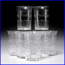 Antique Fine Cut Crystal Tumblers Set of 8 Grape Garland Motif Unsigned 4h