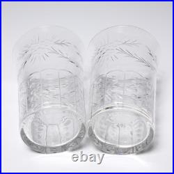 Antique Fine Cut Crystal Tumblers Set of 8 Grape Garland Motif Unsigned 4h