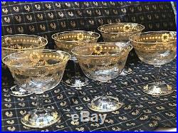 Antique French Set of 6 St Louis Gold Large Champagne Crystal