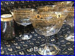 Antique French Set of 6 St Louis Gold Large Champagne Crystal