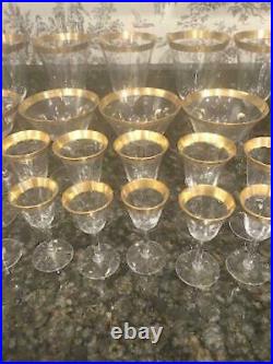 Antique Gold Plated Crystal Stemware French 4 Sizes 49 pieces
