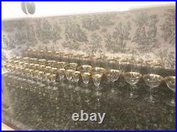 Antique Gold Plated Crystal Stemware French 4 Sizes 49 pieces