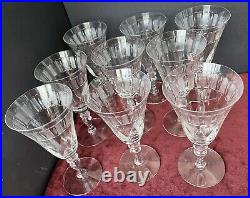 Antique HAWKES ABP Crystal Water/Wine Goblets Etched with Sheraton Border Set 9