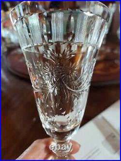 Antique HAWKES crystal wine, coupe, aperitif glasses Sheraton border set 12