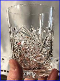 Antique HOBSTAR PINWHEEL American Brilliant ABP Crystal Set PITCHER + 6 GLASSES