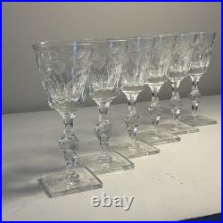 Antique Hawkes Gravic Fruit Goblets Square Base Cut Crystal set of 6