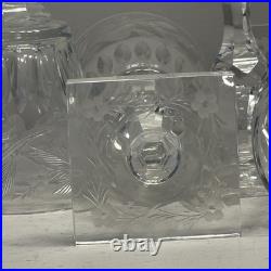 Antique Hawkes Gravic Fruit Goblets Square Base Cut Crystal set of 6