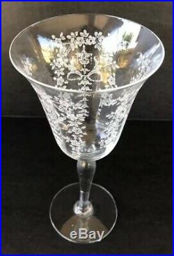 Antique Morgantown Mikado Water Goblets Etched Crystal Stemware Set Of 8