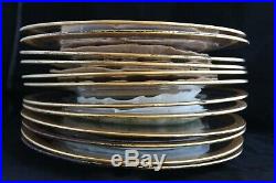 Antique Set 12 Tiffin Glass Minton Gold Rim Charger Service Presentation Plates