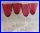 Antique Set 4 Intaglio Cameo Engraved Cranberry Glass Crystal Wine Goblets