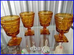 Antique Vintage Amber Glassware Goblet Set Of 12