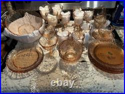 Arcoroc Rosaline Pink Swirl 38 Pc. Set Glass Crystal France