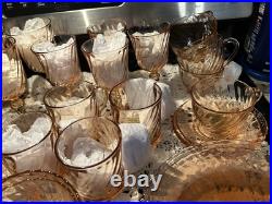 Arcoroc Rosaline Pink Swirl 38 Pc. Set Glass Crystal France