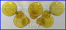 Art Glass Tall Champagne Flutes 10 Yellow Hand Painted Swirl Set of 5 Romania