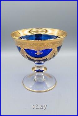 Arte Italica Cobalt Blue Footed Dessert Bowl 4 3/4 H Set of 4 FREE USA SHIPPING
