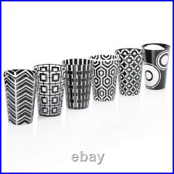 Artel Graphic Collection Crystal Tumblers Black Clear Set 6 Highball Glasses