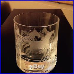 Artel Horses Engraved Fine Bohemian Crystal Glasses G-2129 Set of 6 New in box