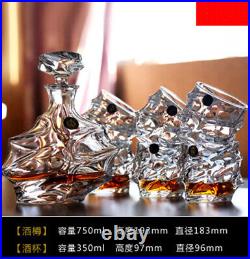 Authentic Set Crystal Decanter 6 Glass Bottle Whisky Wine Stopper Cognac #12