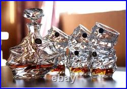 Authentic Set Crystal Decanter 6 Glass Bottle Whisky Wine Stopper Cognac #12