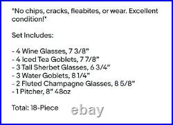 Avon HUMMINGBIRD, 17-Piece Crystal Glassware Set, Frosted Stem, Flowers Vintage